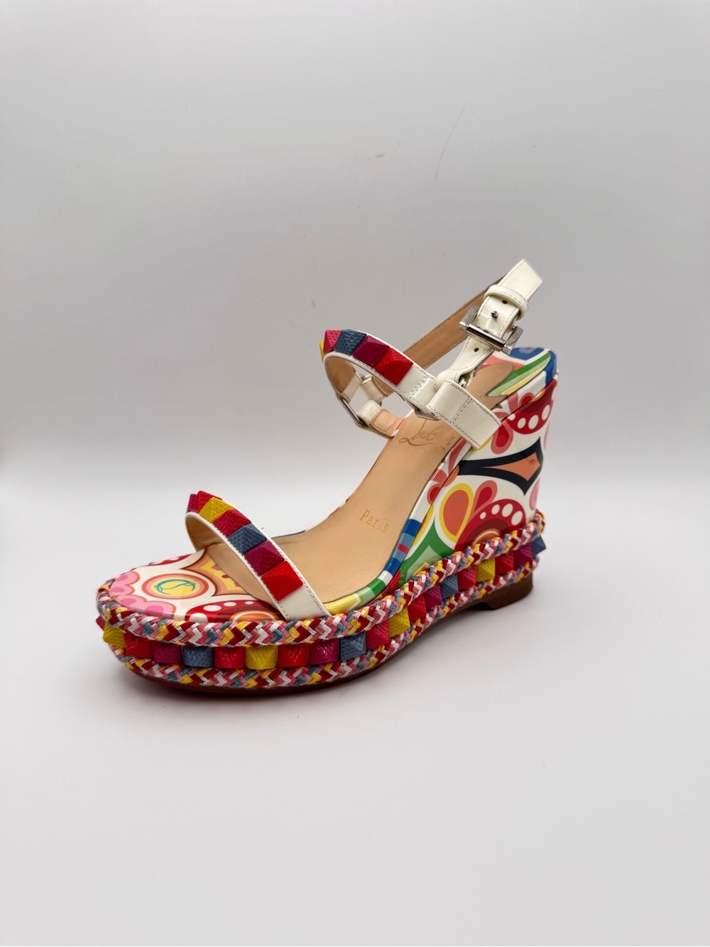 Christian Louboutin Pyraclou Wedge Sandals Multicolor EU 36 Studded